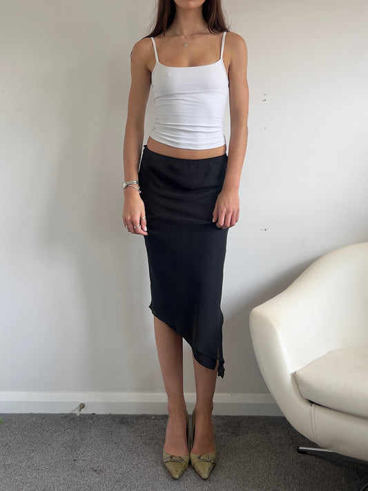 00s Mesh Asymmetric Midi Skirt - Size XS