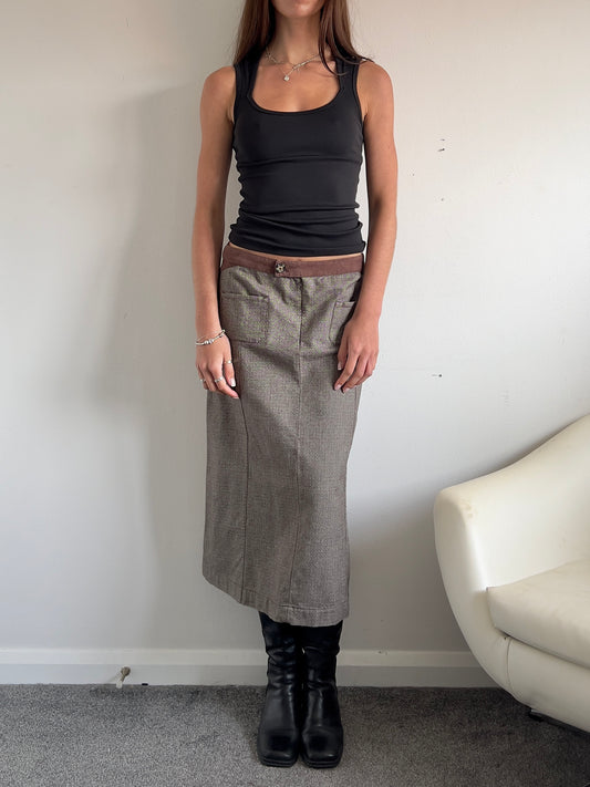 00s Brown Maxi Skirt - Size M