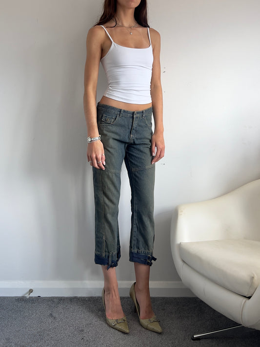 90s Buckle Cropped Capri Jeans - Size M