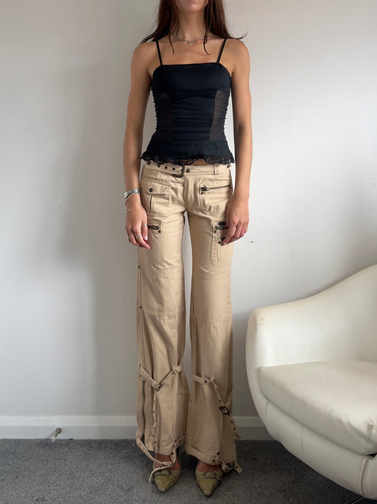 90s Buckle Cargo Low Rise Jeans - Size XS