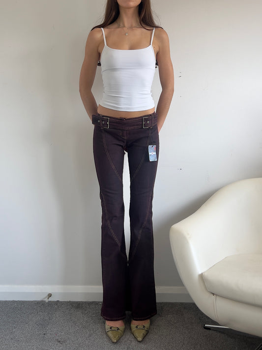 90s Double Buckle Low Rise Jeans - Size XS