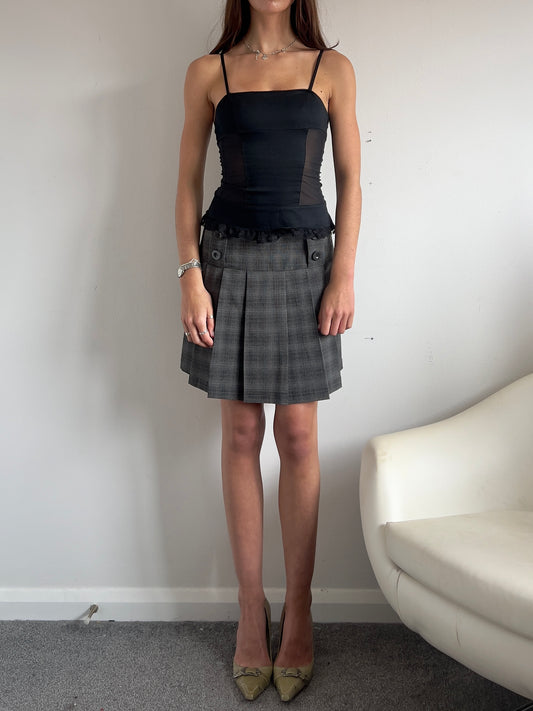 00s Clockhouse Plaid Pleated Mini Skirt - Size M