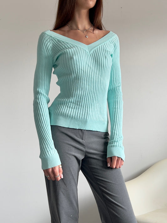 00s Bardot V Neck Knit Sweater - Size L