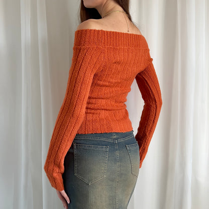 90s Bardot Wool Knit Jumper - Size S