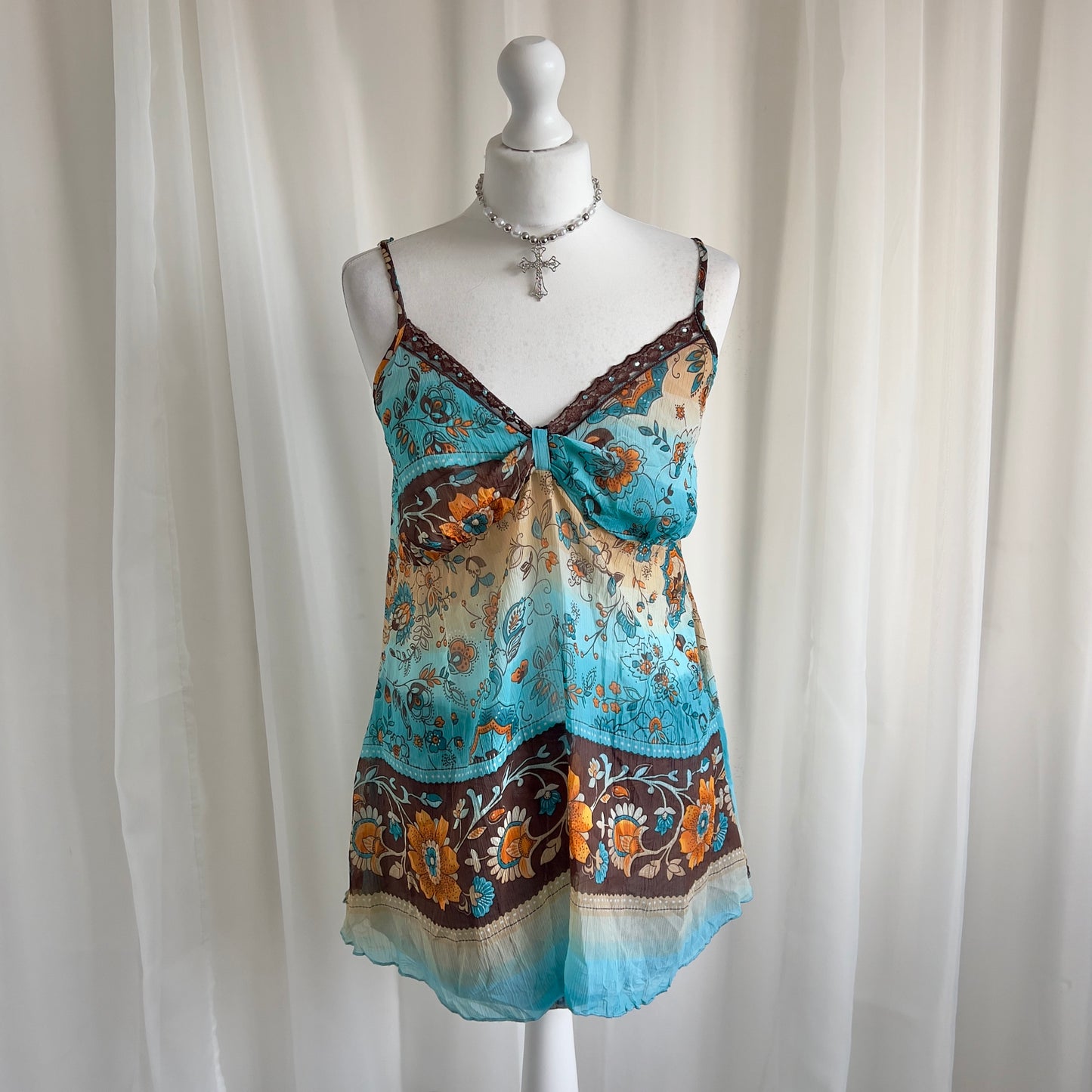 90s Floral Lace Cami - Size L