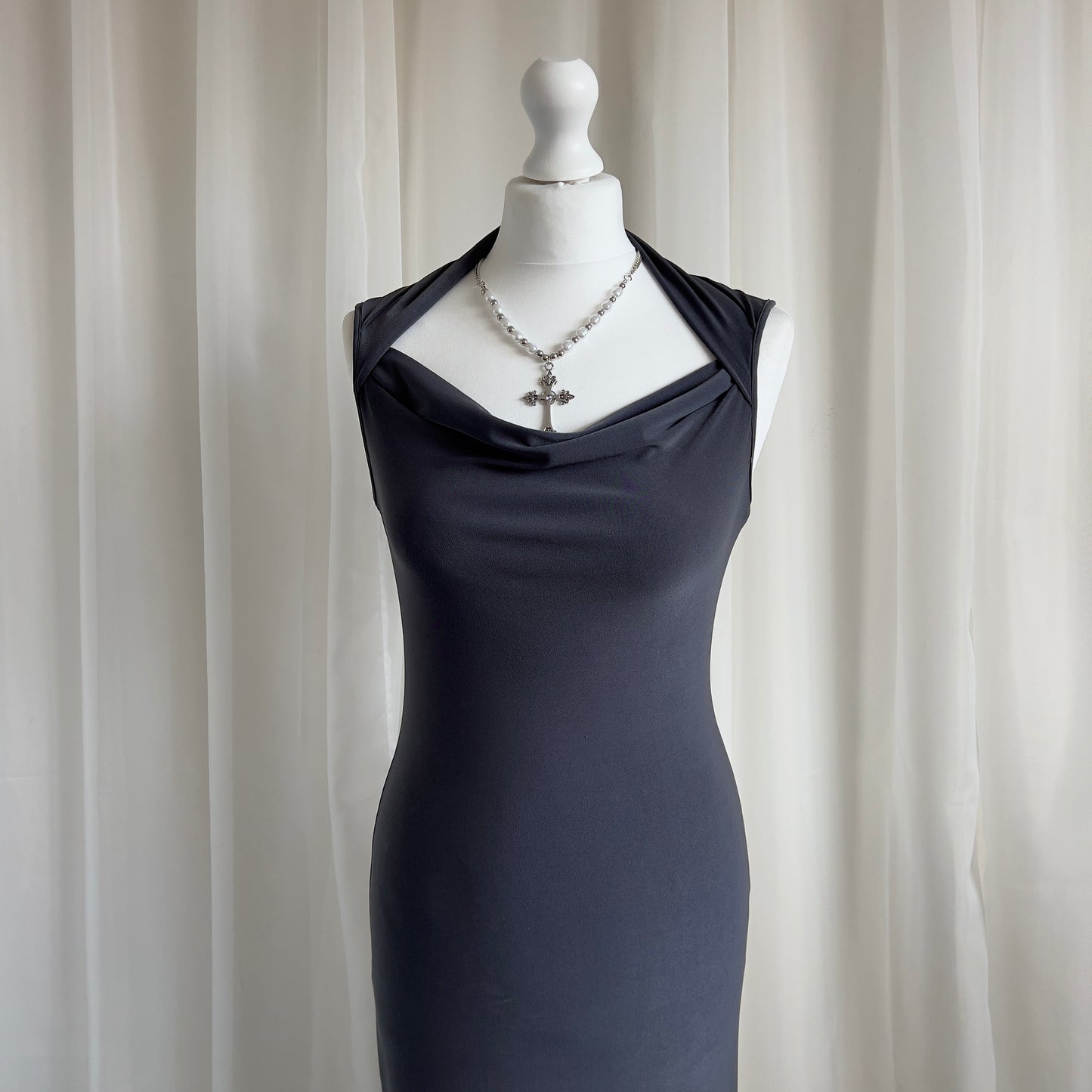 90s Cowl Neck Midi Dress - Size M