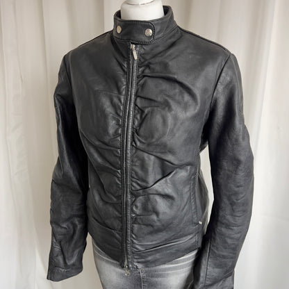 00s Genuine Leather Double Zip Jacket - Size L