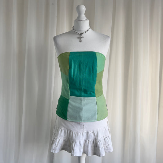 00s Strapless Patchwork Top - Size L