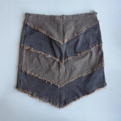 00s Asymmetric Denim Mini Skirt - Size L