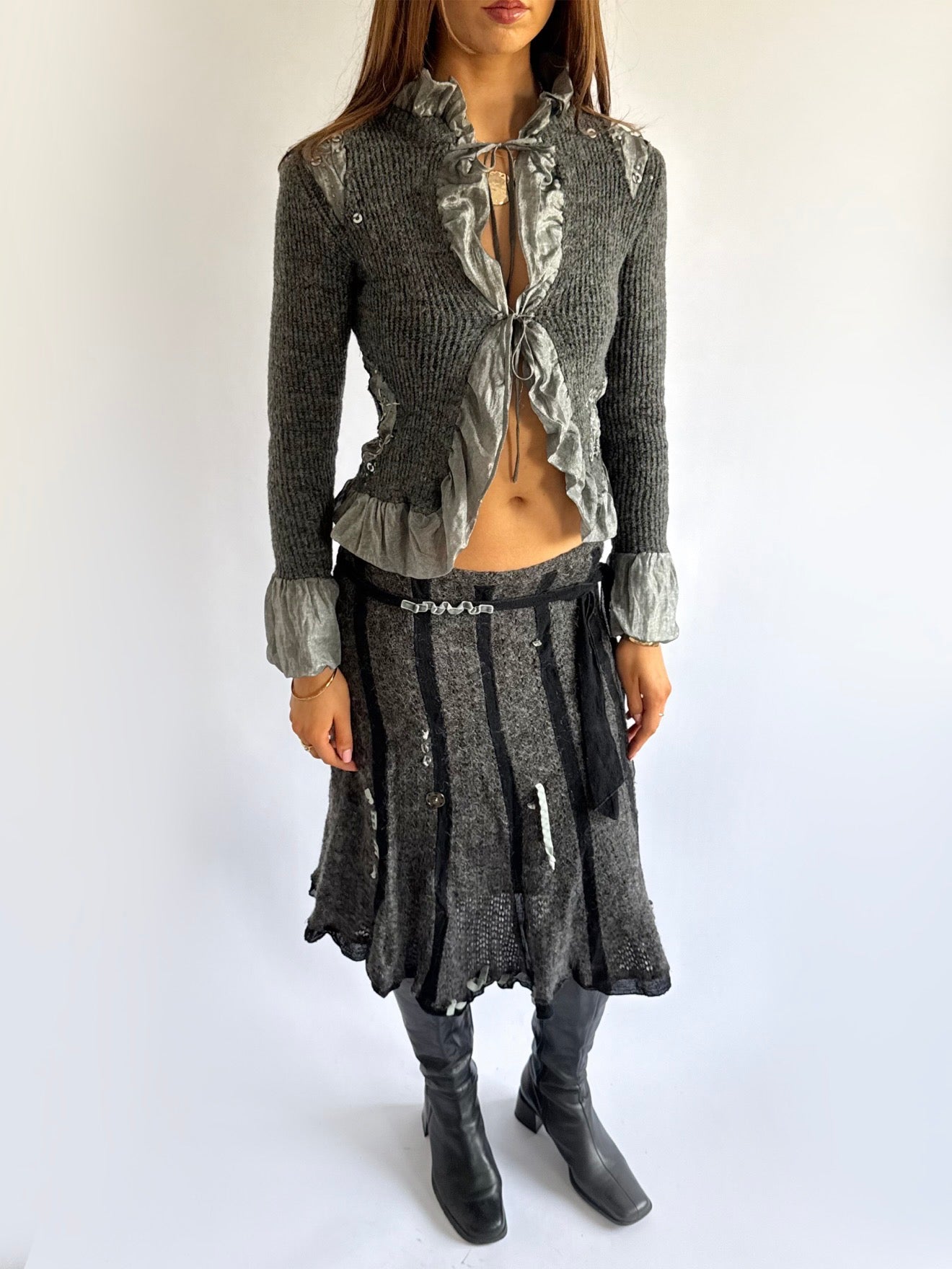 Mohair Knit Midi Skirt - Size M