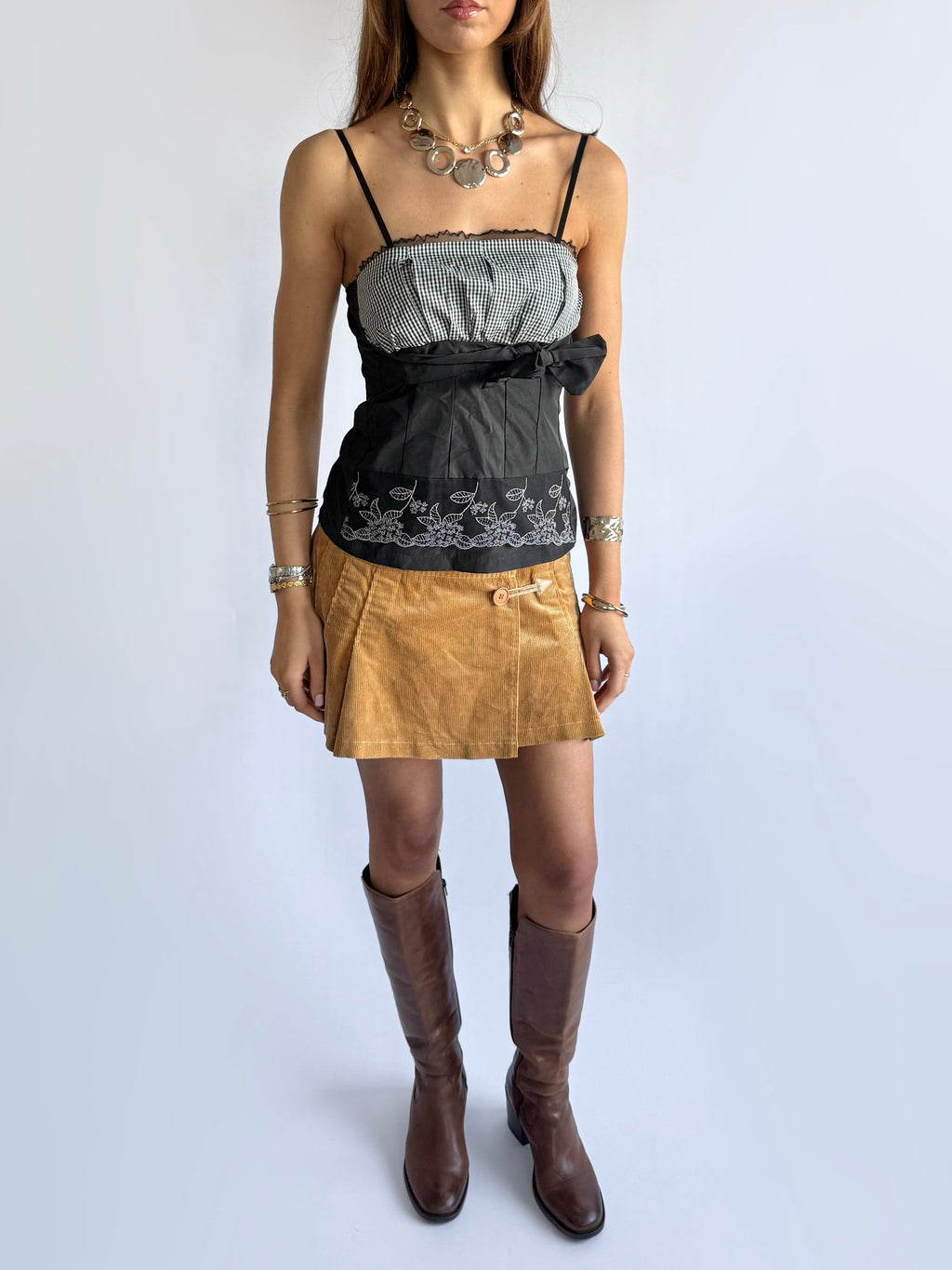 Gingham Mesh Cami - Size M