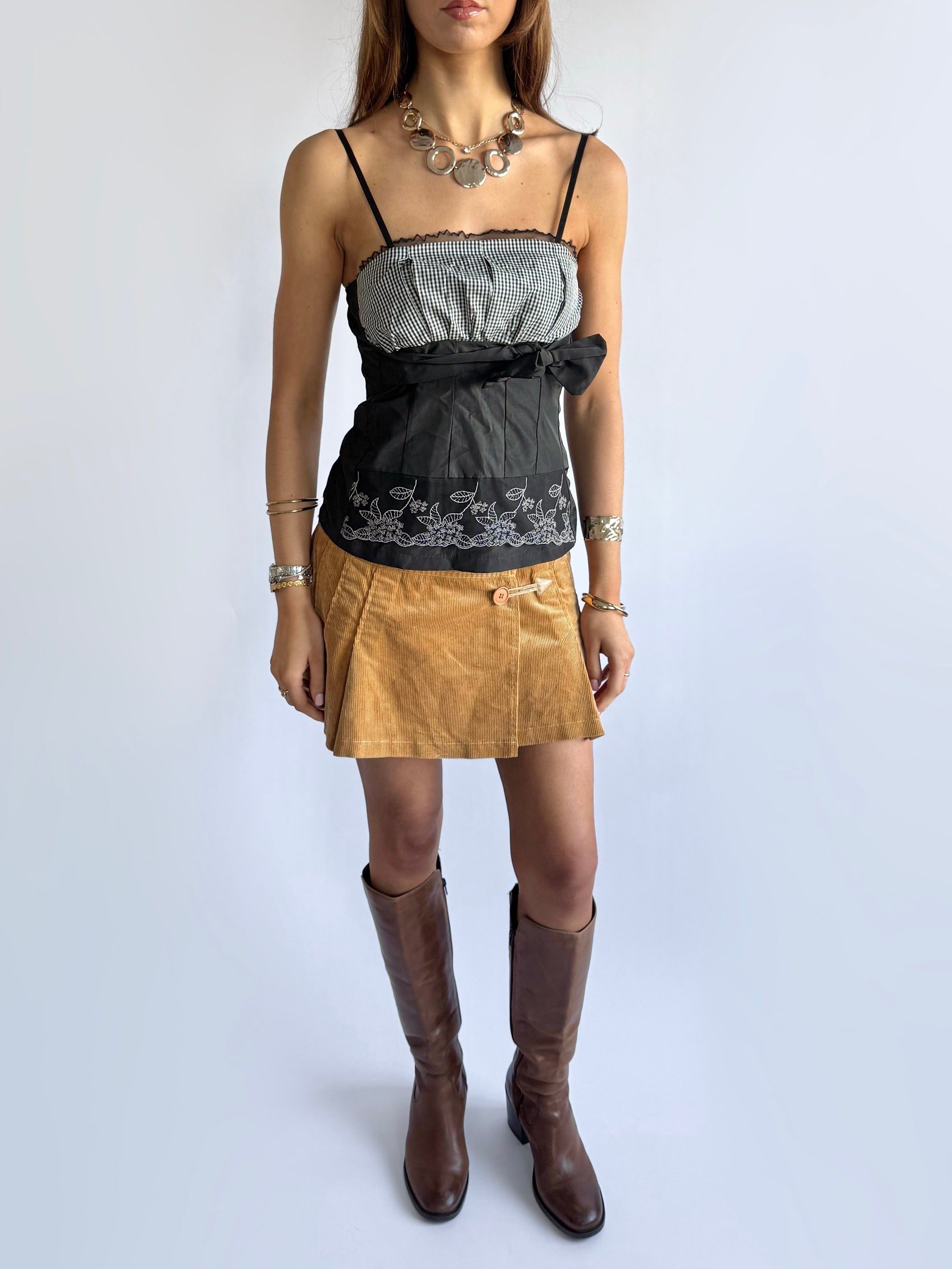 Gingham Mesh Cami - Size M