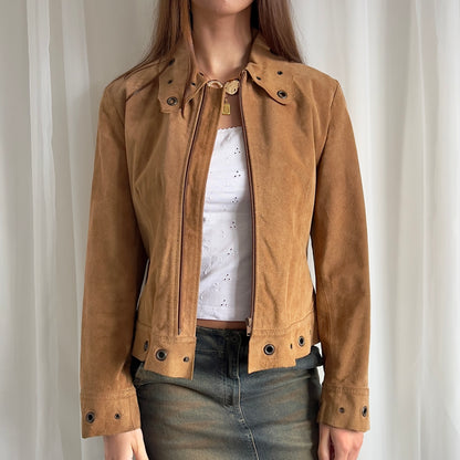 90s Genuine Suede Zip Up Jacket - Size M