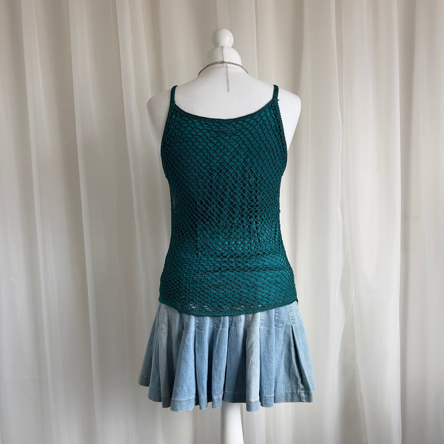 90s Etam Crochet Beaded Cami - Size M