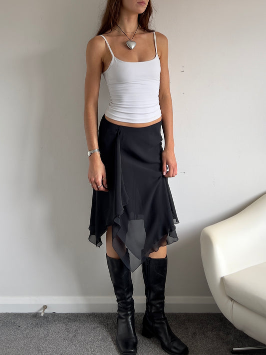 90s Asymmetric Mesh Midi Skirt - Size S