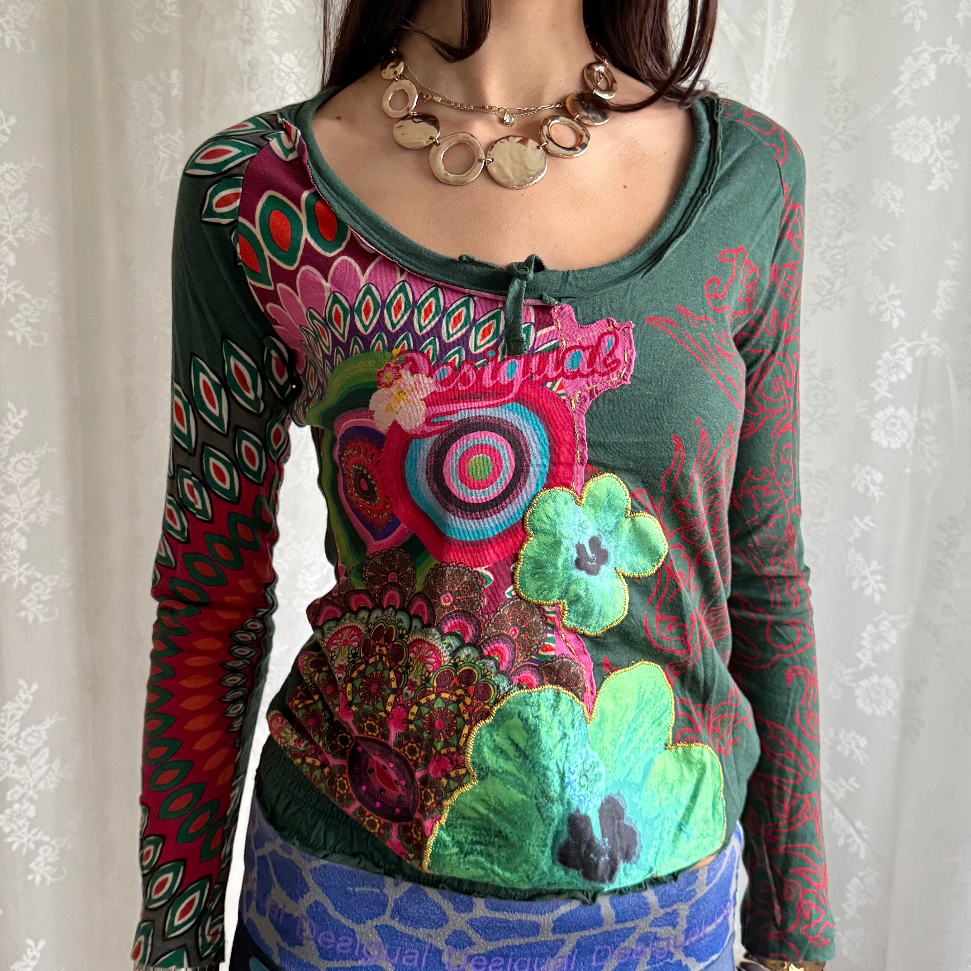 Desigual Graphic Long Sleeve Top - Size S