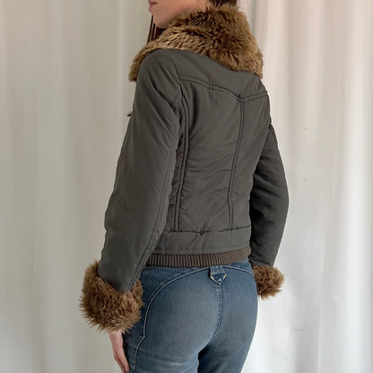 00s Faux Fur Puffer Jacket - Size S