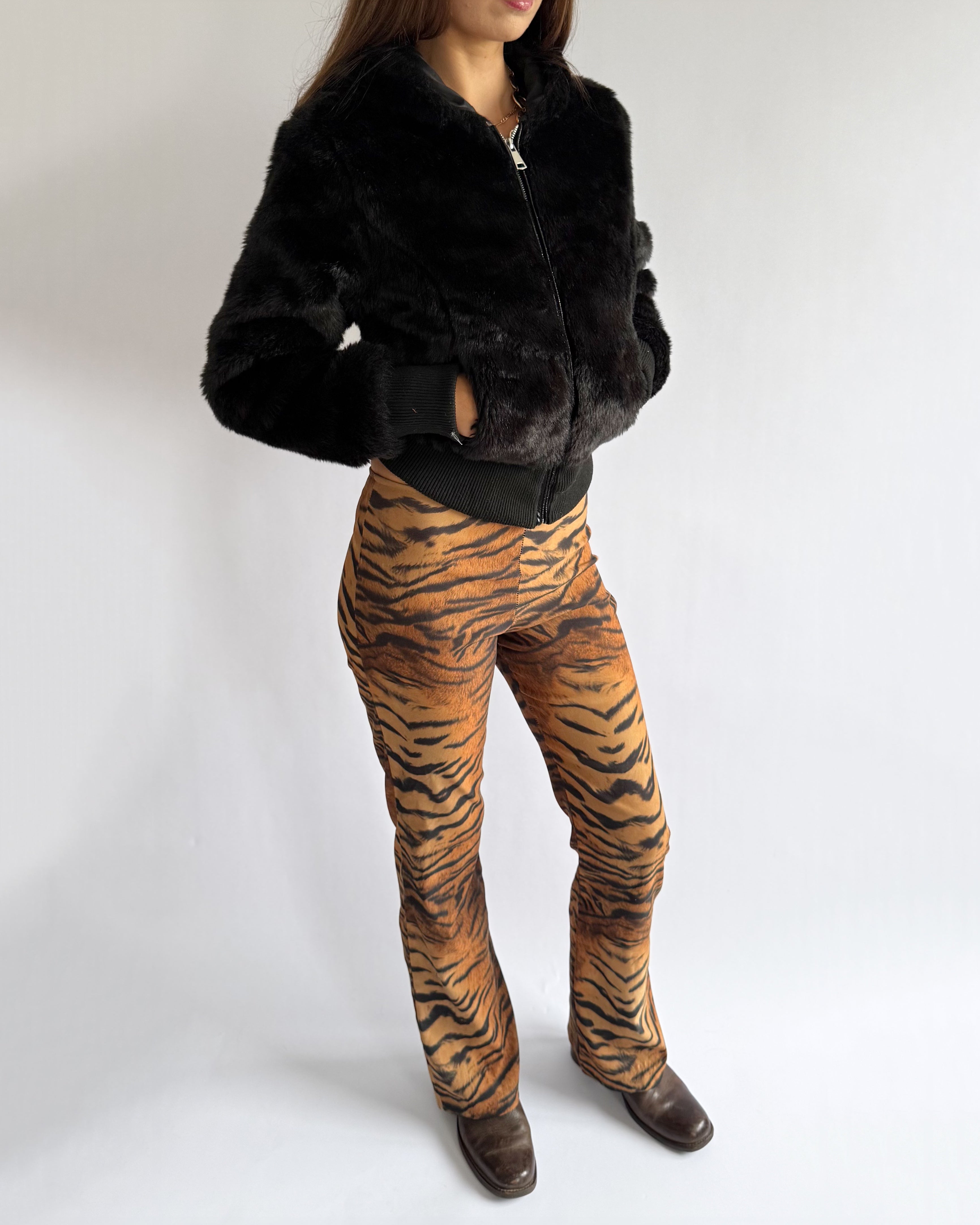 Faux Fur Zip Jacket - Size M