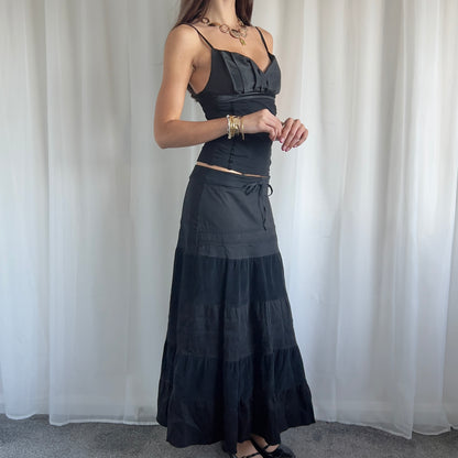 90s Tiered Maxi Skirt - Size M