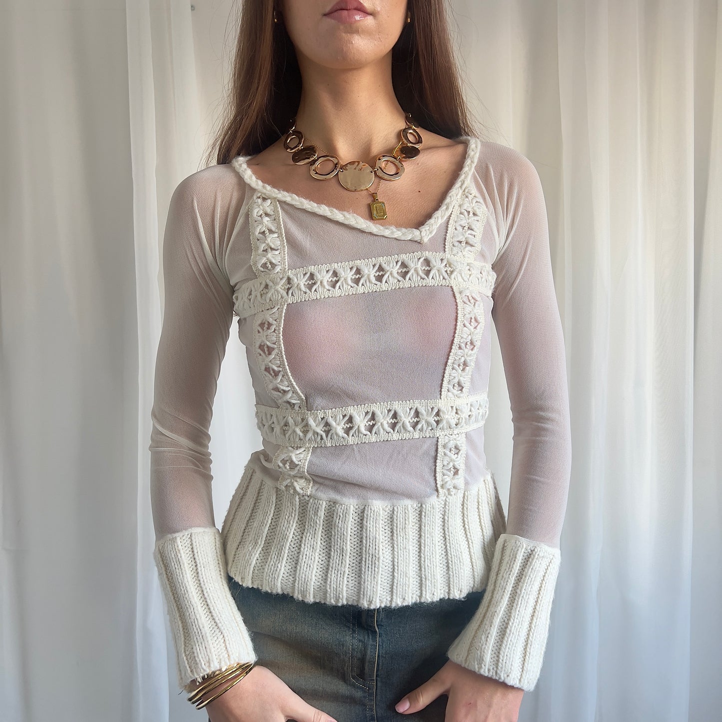 90s Mesh & Mohair Knit Jumper - Size S