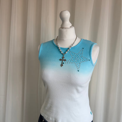 00s Star Rhinestone Crop Top - Size XS