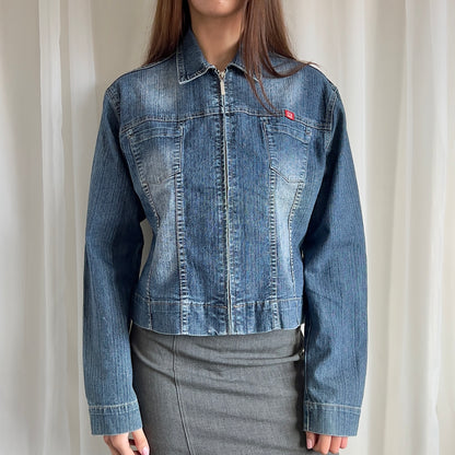 00s Denim Zip Up Jacket - Size XL