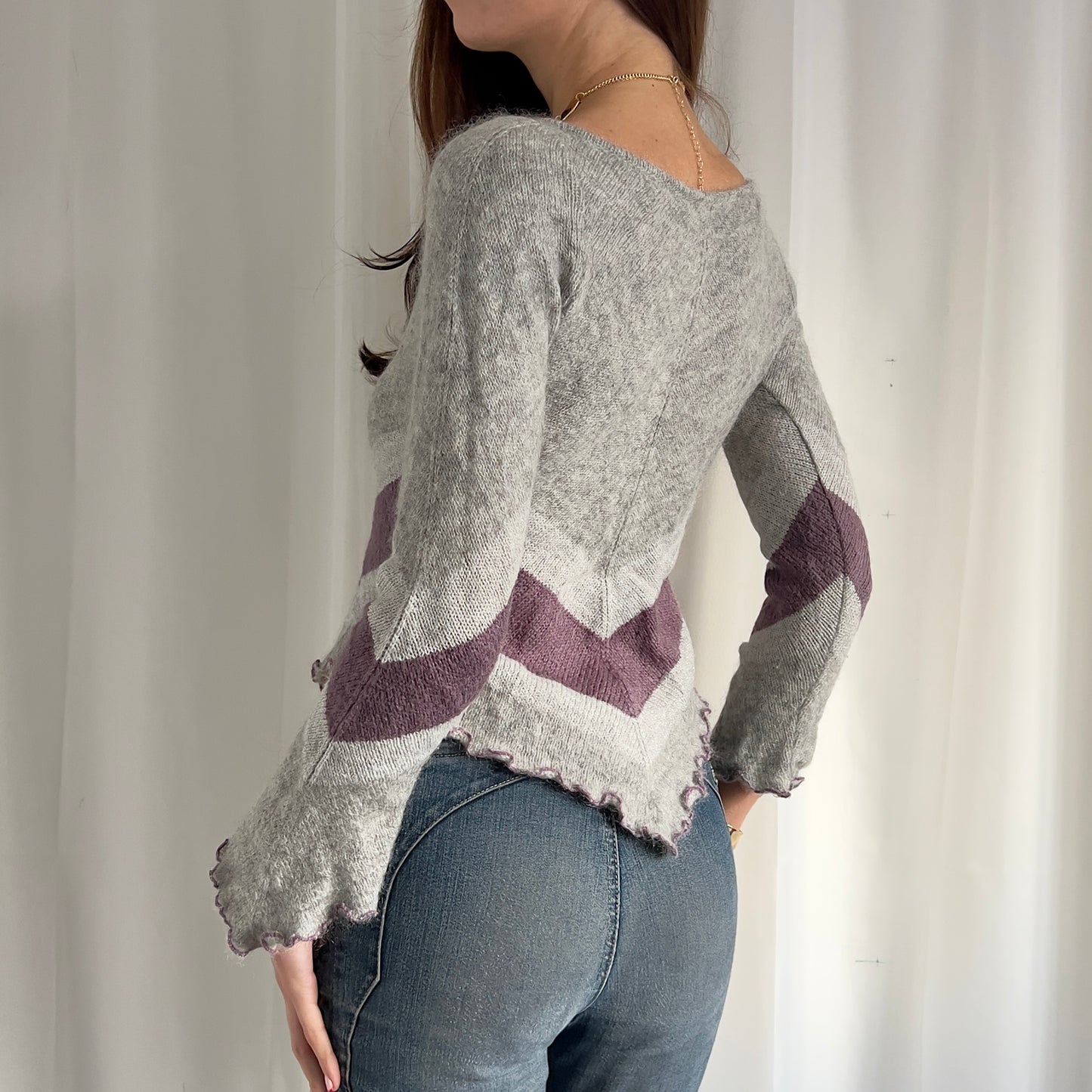 90s Mohair Asymmetric Knit Jumper - Size S