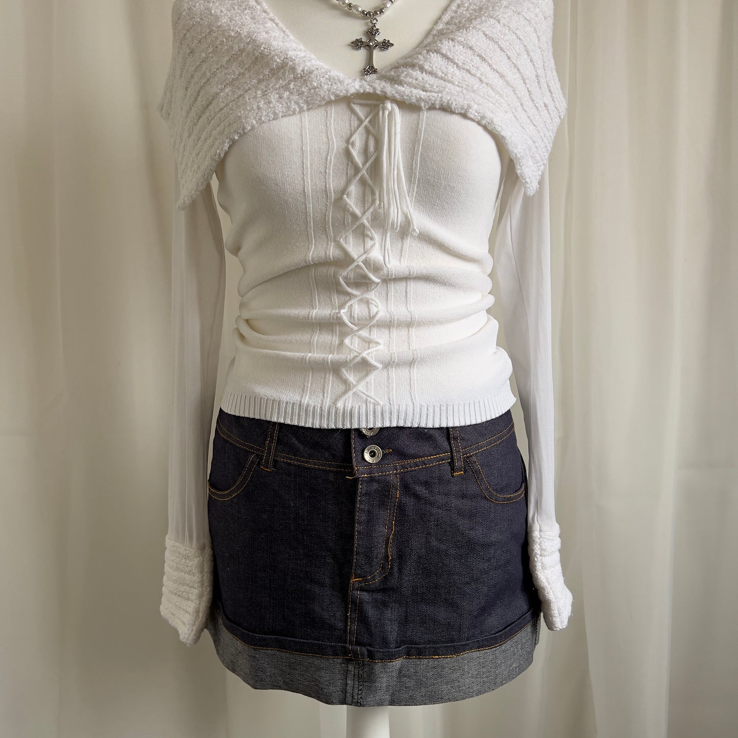 00s Denim Micro Mini Skirt - Size M