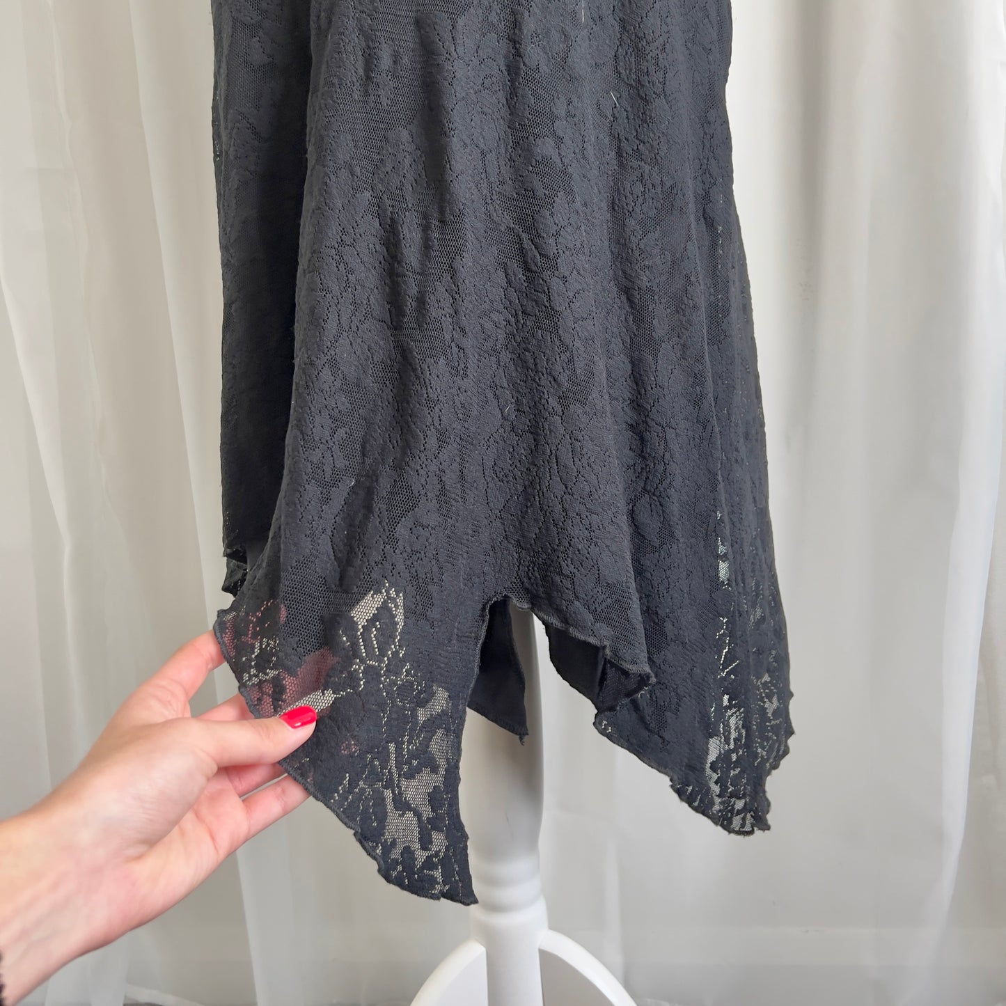 90s Asymmetric Lace Midi Skirt - Size M