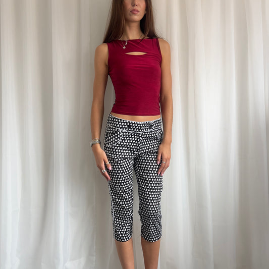 90s Cherry Cropped Capri Pants - Size M