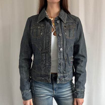 90s Denim Button Up Jacket - Size M