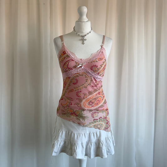 90s Asymmetric Lace Cami Top - Size M