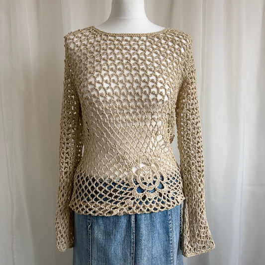 00s Crochet Knit Jumper - Size M