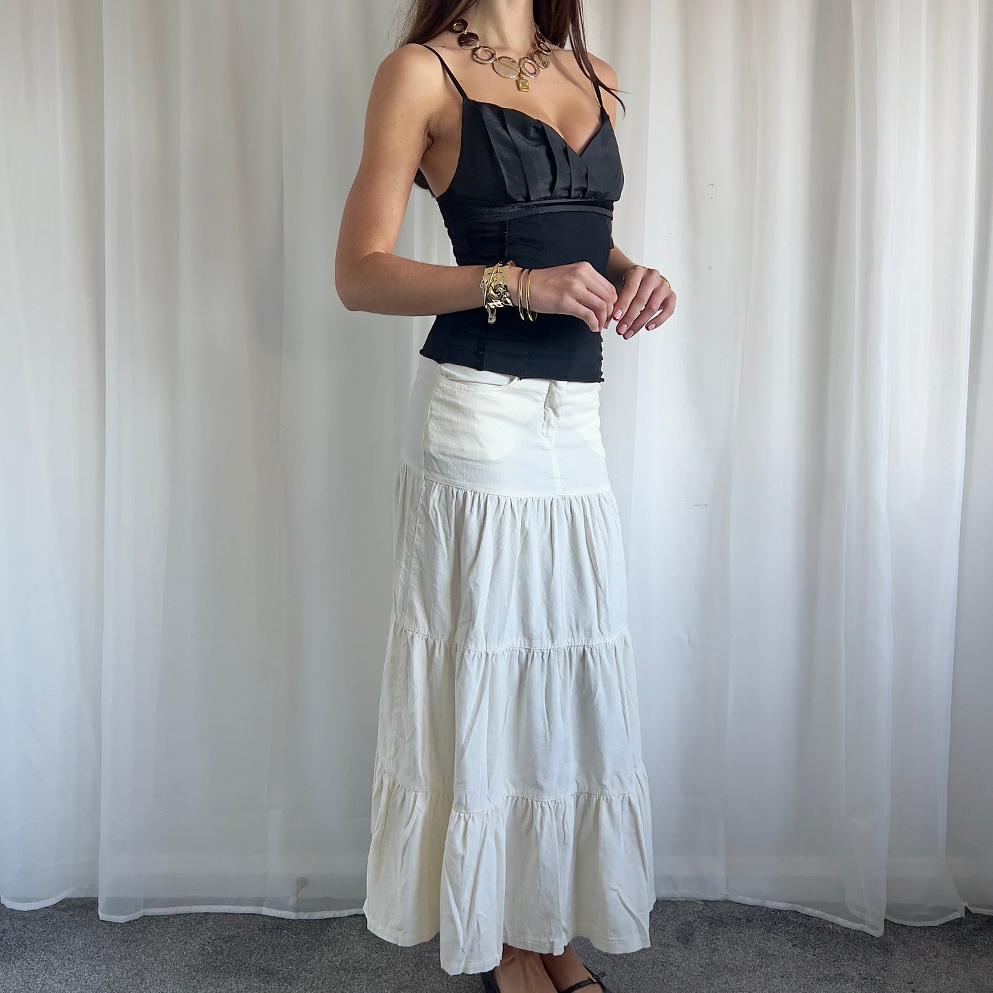 90s Tiered Maxi Skirt - Size S