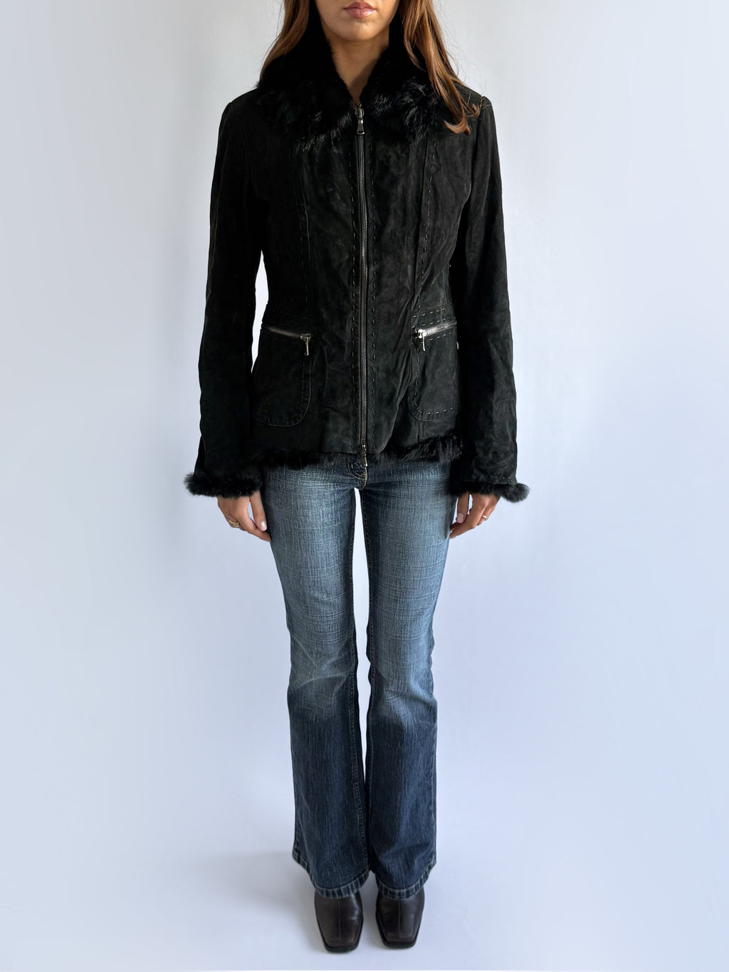 Genuine Leather & Fur Jacket - Size L