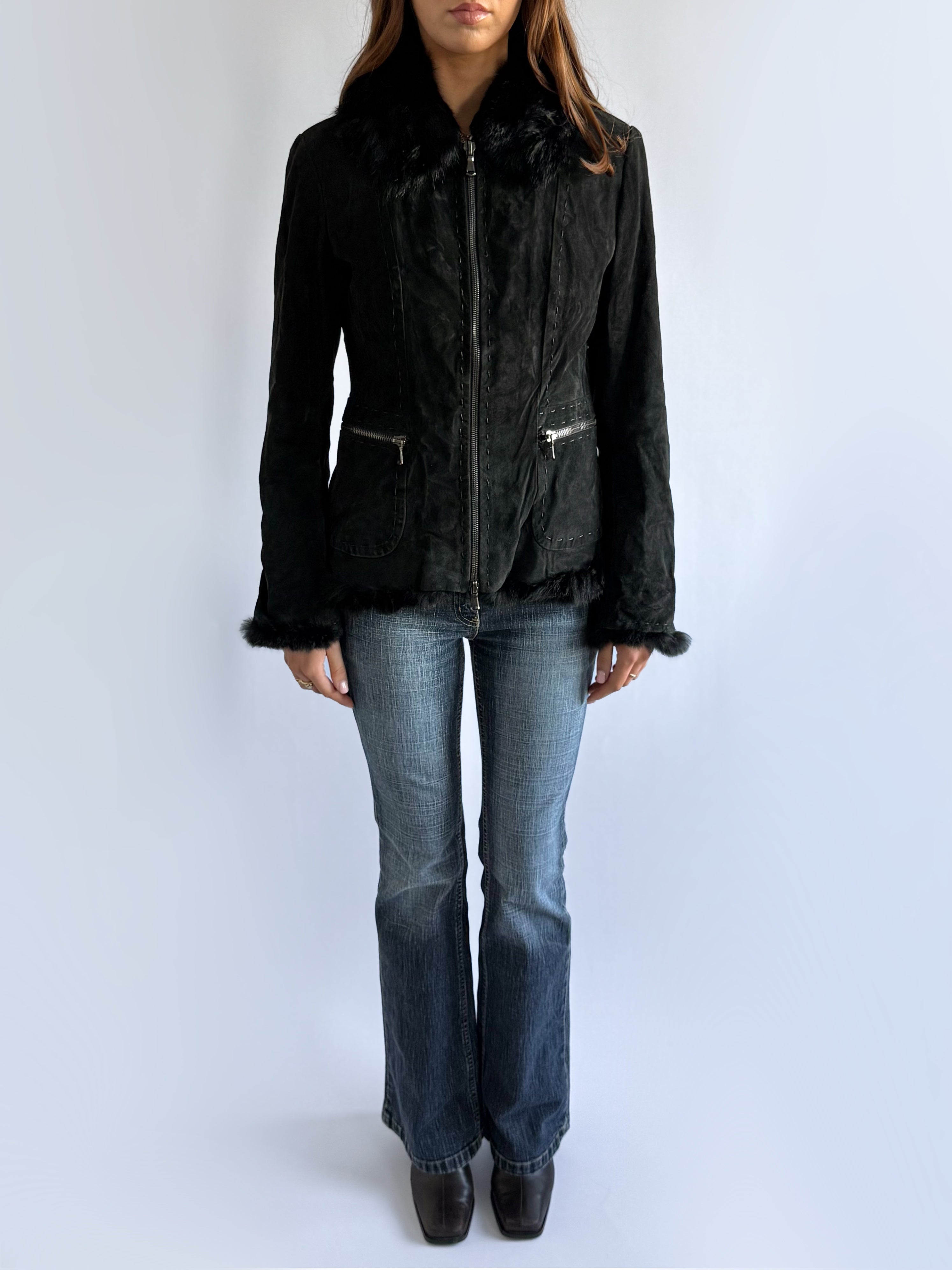 Genuine Leather & Fur Jacket - Size L