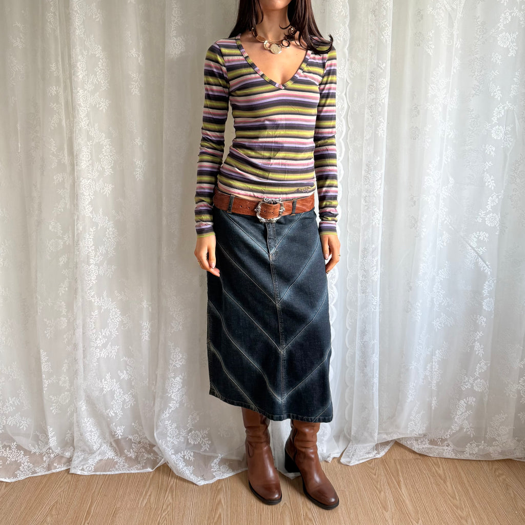 Denim Midi Skirt - Size L