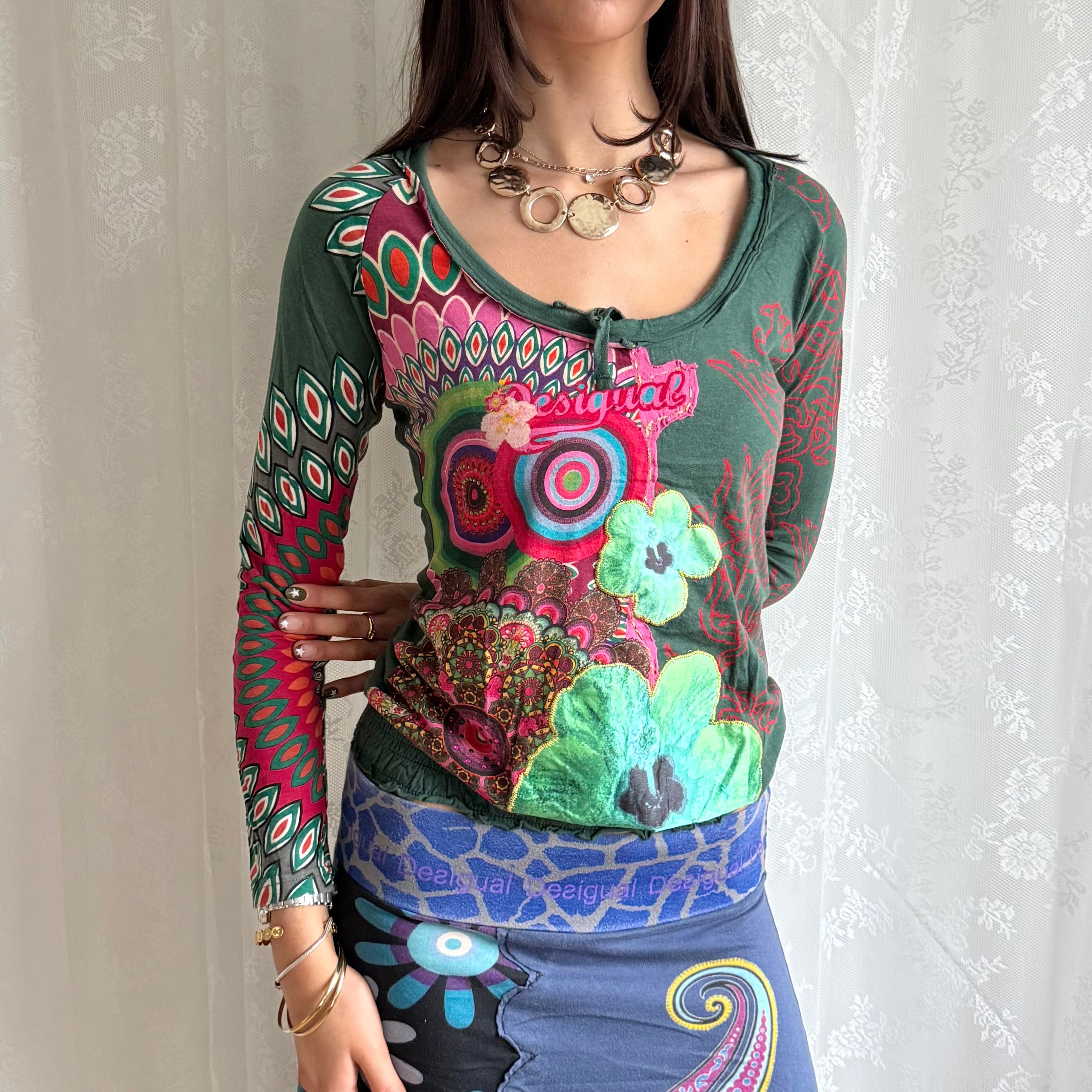 Desigual Graphic Long Sleeve Top - Size S