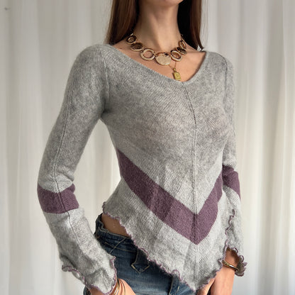 90s Mohair Asymmetric Knit Jumper - Size S