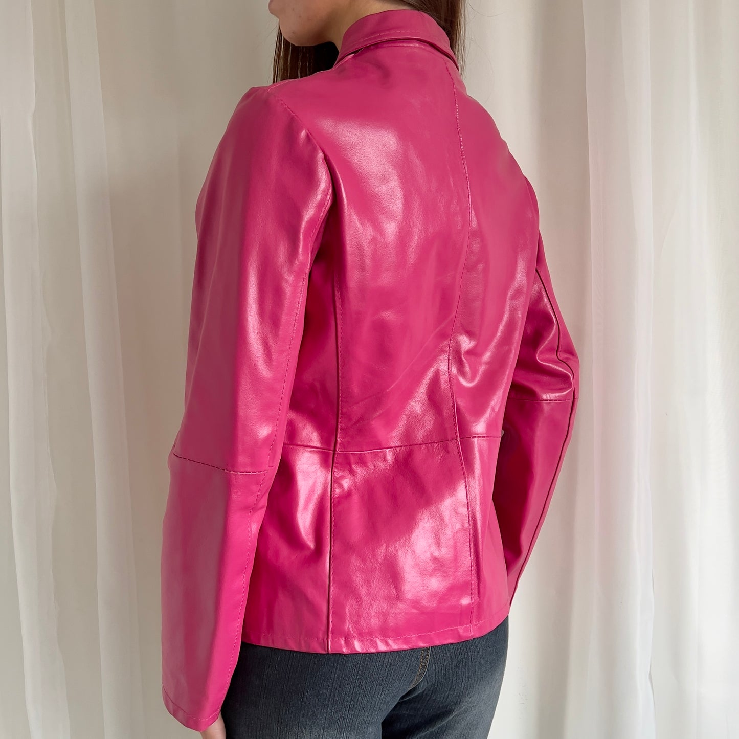 90s Genuine Leather Zip Jacket - Size L