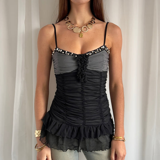 90s Mesh Ruched Cami - Size S