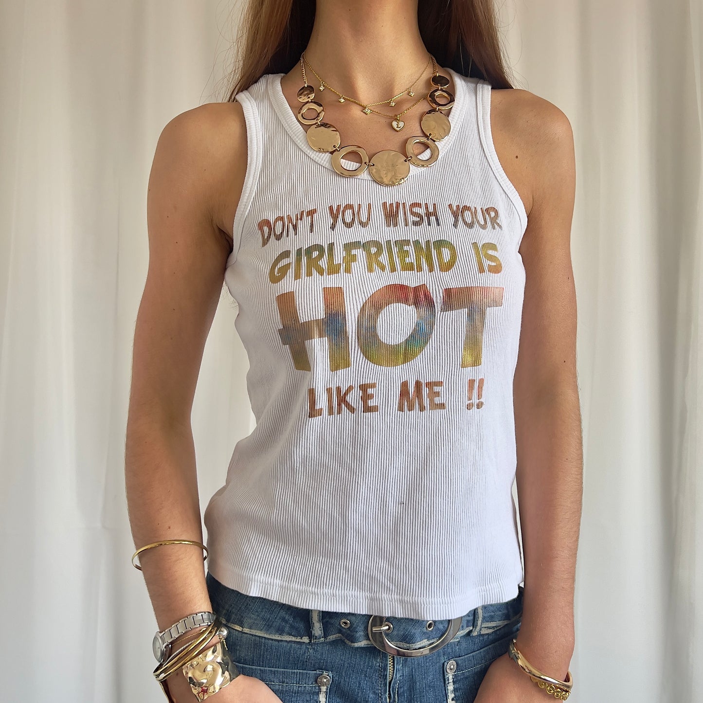 00s Slogan Cami Top - Size M