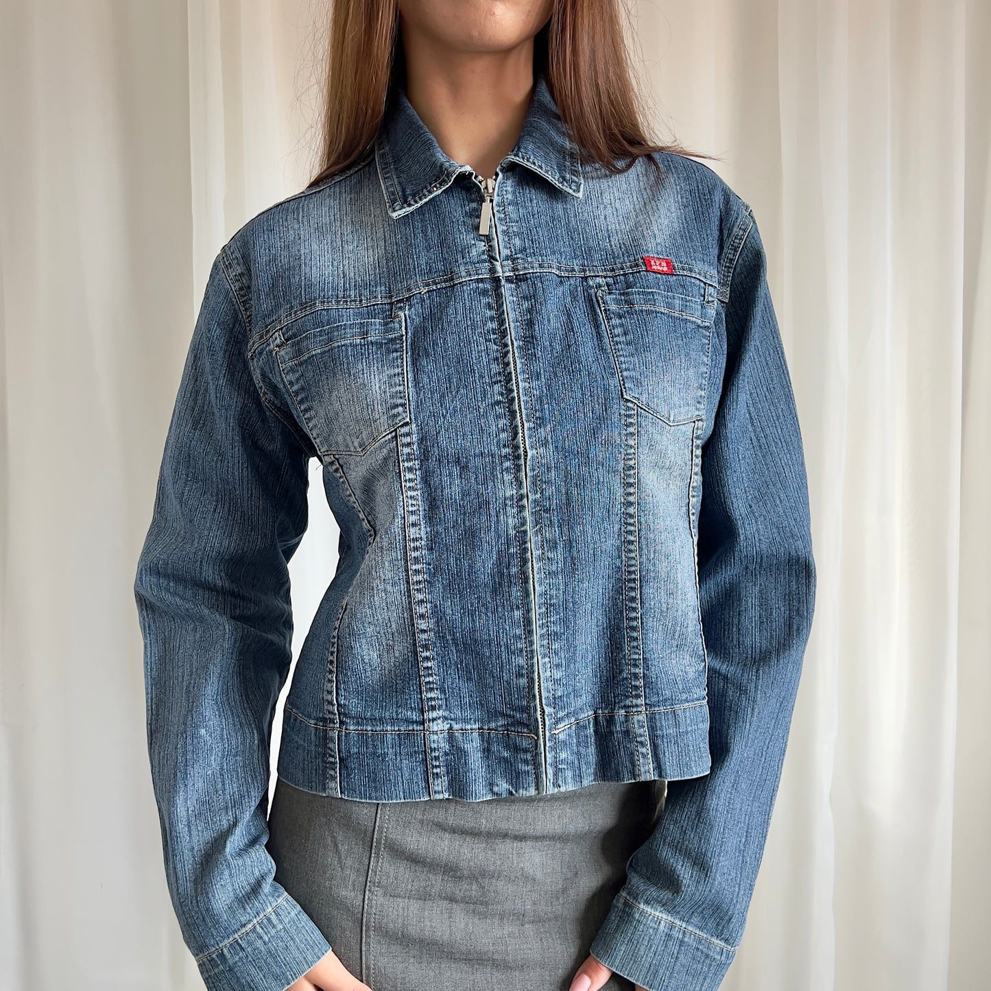 00s Denim Zip Up Jacket - Size XL