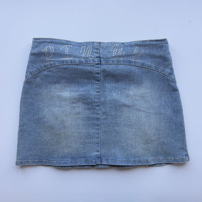 00s Buckle Denim Pleated Mini Skirt - Size S