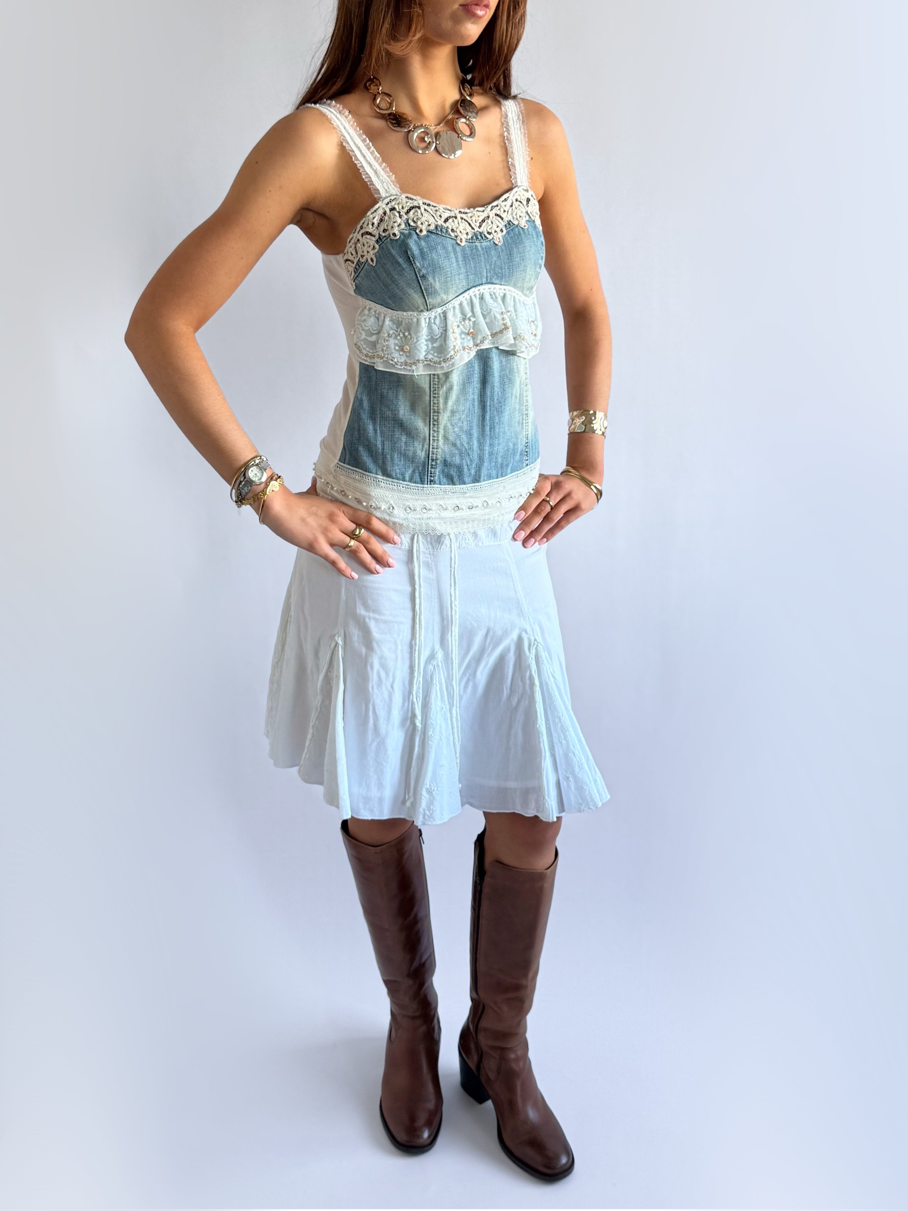 Denim Lace Cami - Size M