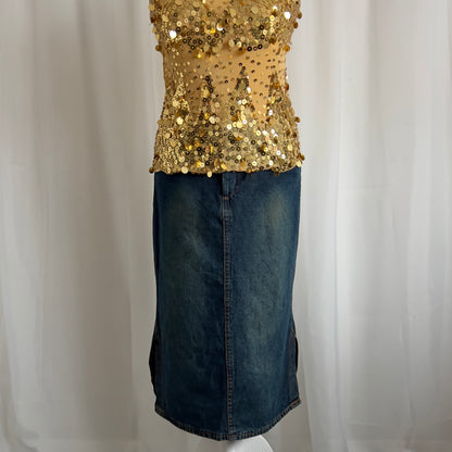 90s Denim Midi Skirt - Size M