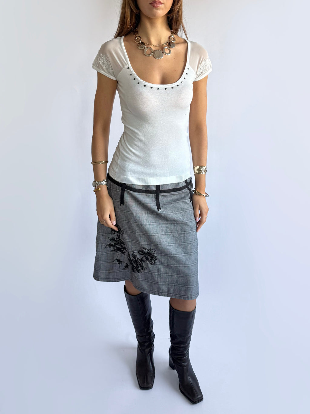 Guess Mesh Studded Crop Top - Size S