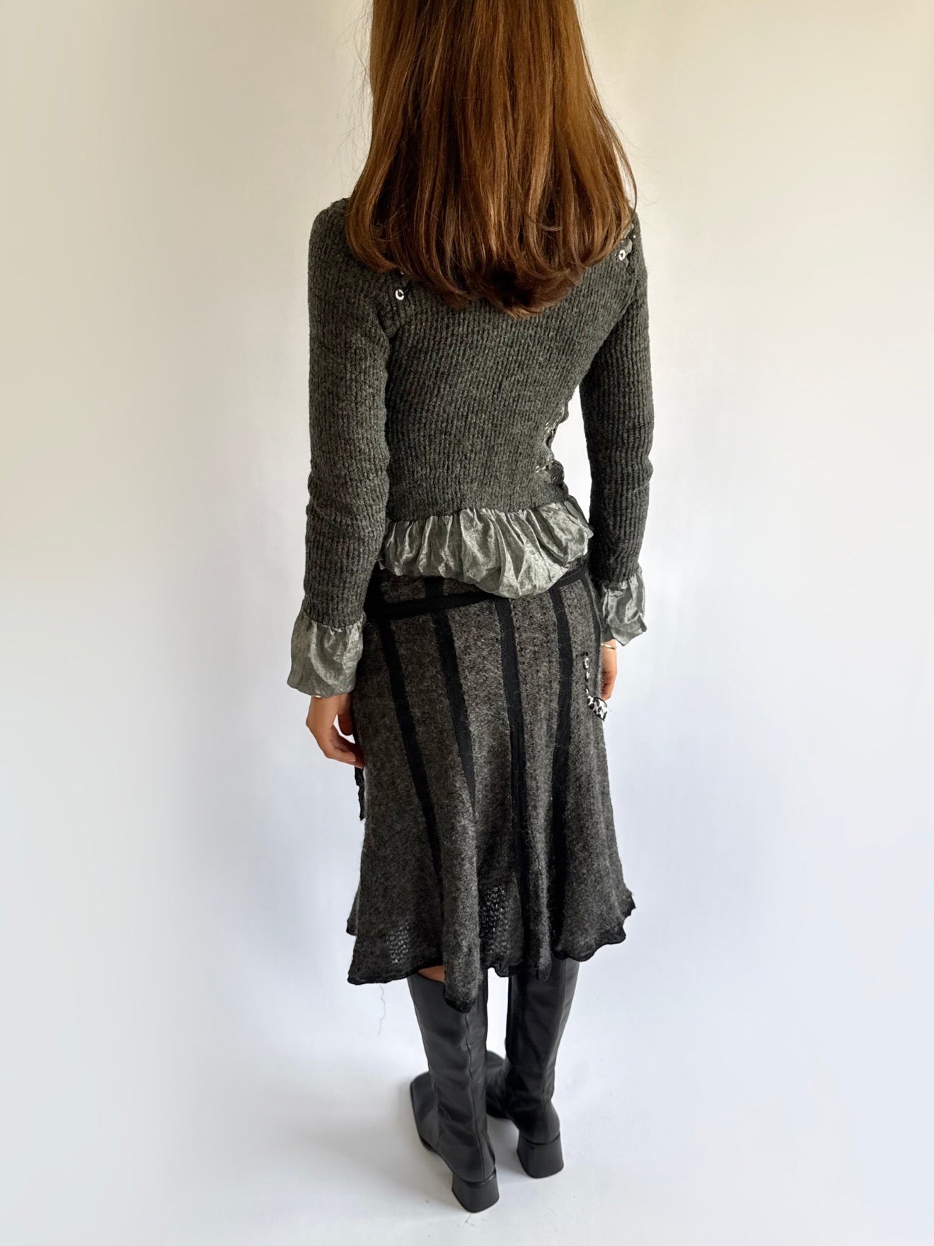 Mohair Knit Midi Skirt - Size M