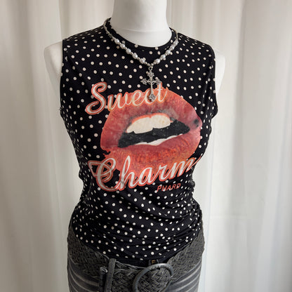 00s Polka Dot Lips Crop Top - Size S