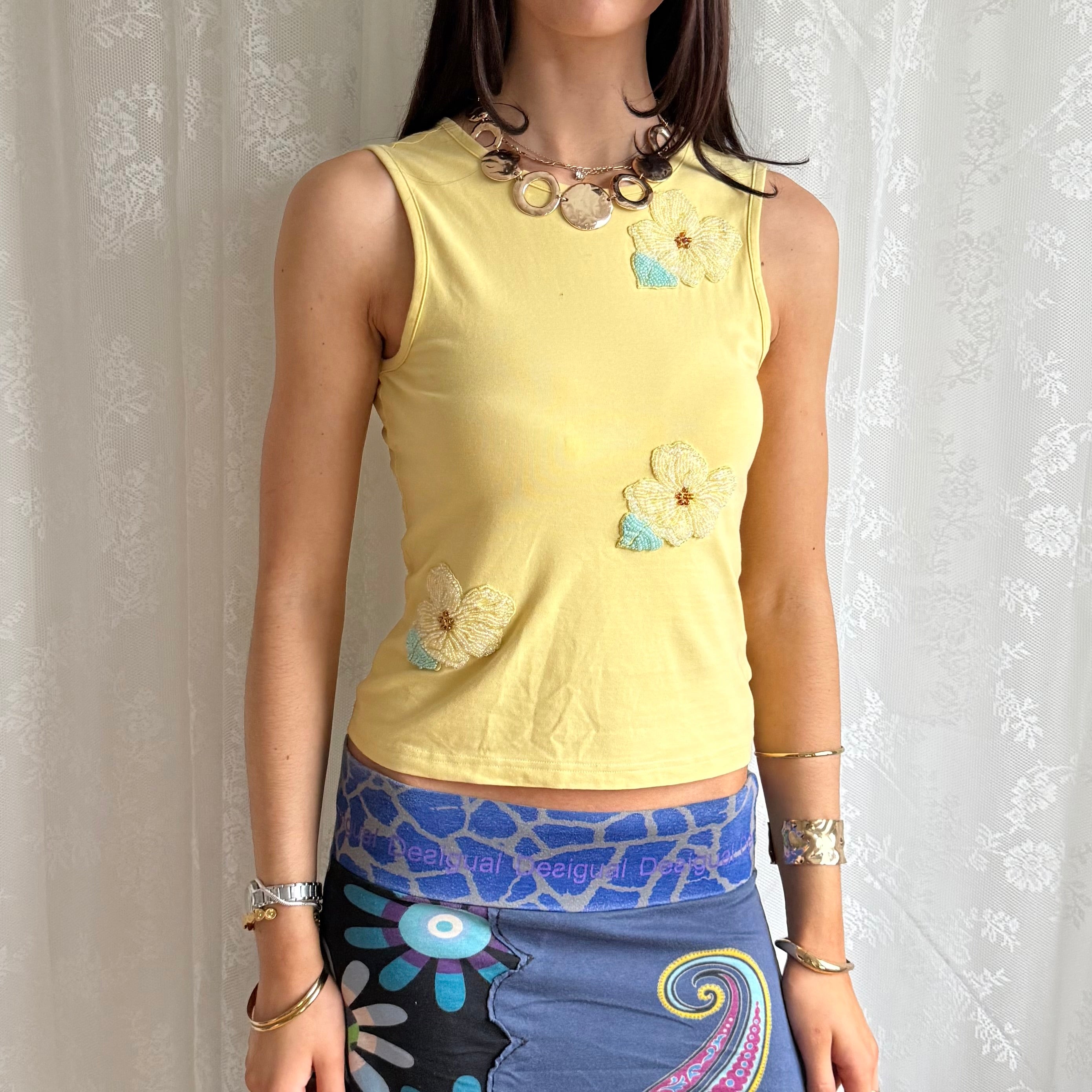 Beaded Floral Top - Size S